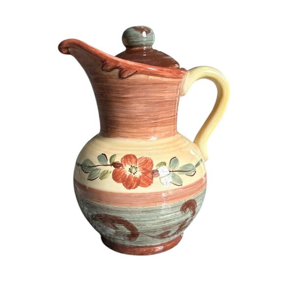 Pamala Gladding Certified International Tuscan Landscape Oil Jar Pitcher & Lid - Picture 1 of 6